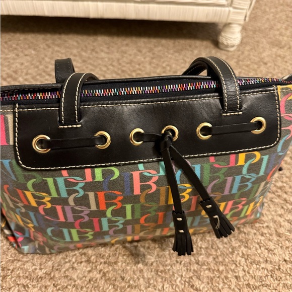 Y2K Girly Rainbow All Over Print Dooney and Bourke Shoulder Bag Genuine Leather - Picture 7 of 16